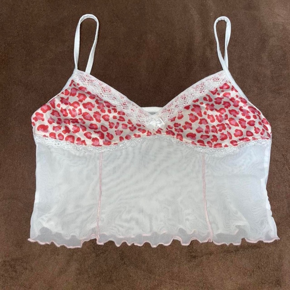 sheer pink cheetah pink crop tank